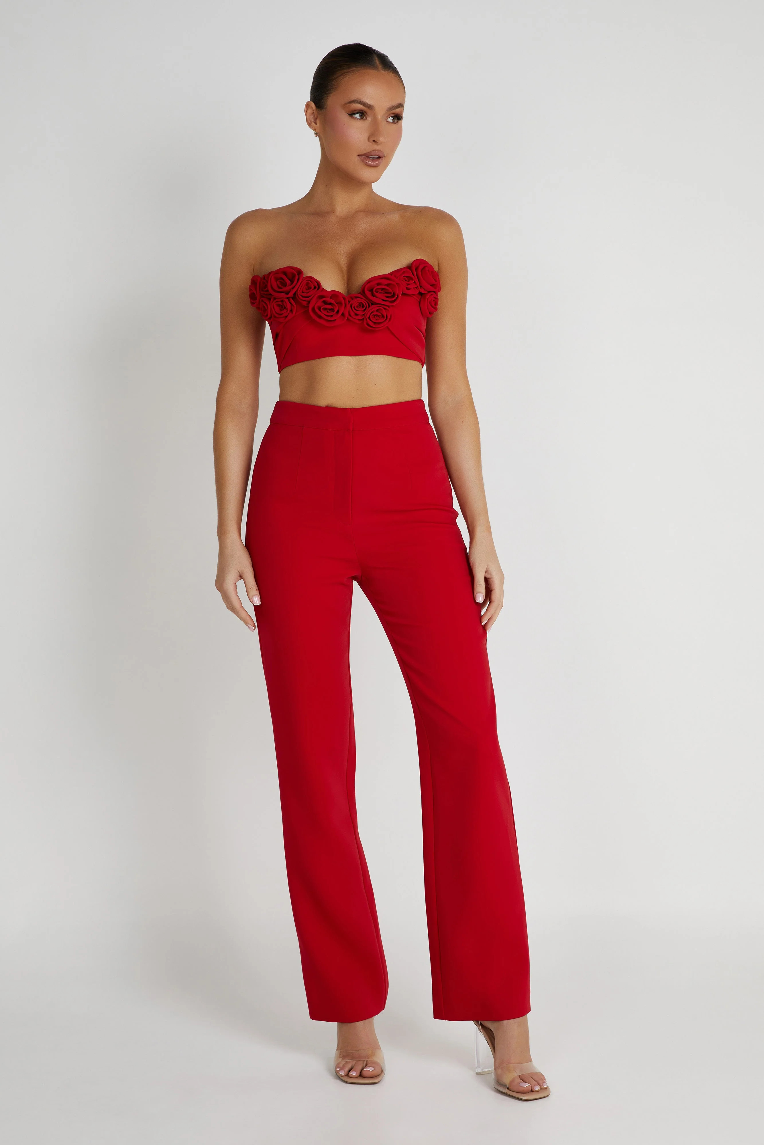 Allanah Straight Leg Pant - Red | MESHKI US