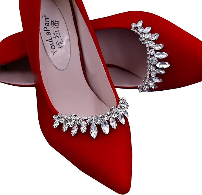 ULAPAN 2Pcs Wedding Shoe Clips Rhinestone Decorations Buckle Stylish Removable for Bride Women Pr... | Amazon (US)