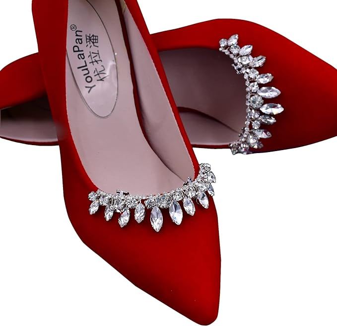 ULAPAN 2Pcs Wedding Shoe Clips Rhinestone Decorations Buckle Stylish Removable for Bride Women Pr... | Amazon (US)