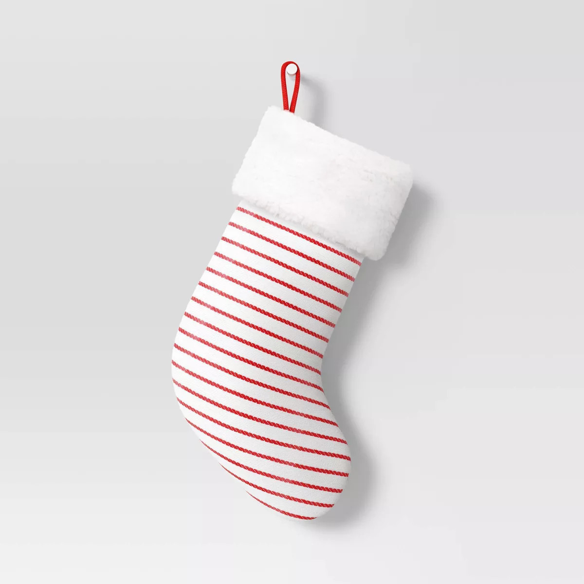 20" Woven Striped Christmas Stocking with Faux Shearling Cuff Red - Wondershop™ | Target