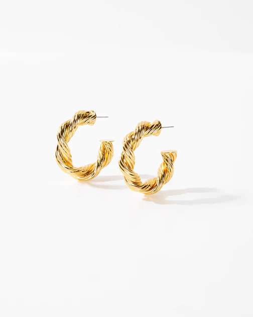 Hilda Twisted Hoop Earrings - Gold | VICI