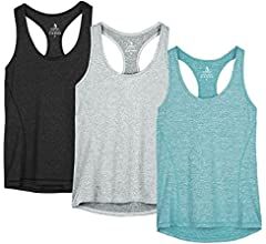icyzone Womens' Racerback Workout Athletic Running Tank Tops (Pack of 3) | Amazon (US)