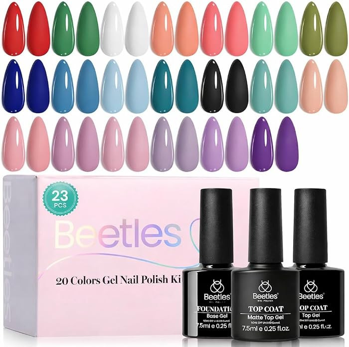 Red Green White Black Nude Trendy Colors Gel with Base Top Coat UV LED Lamp Salon DIY at Home Nai... | Amazon (US)