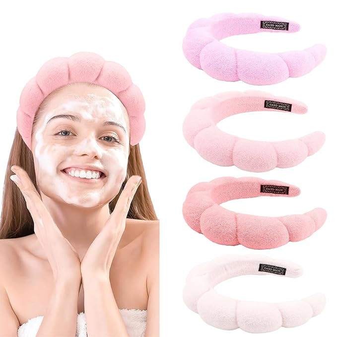 Canitor 4 PCS Spa Headband - Pink Skincare Makeup Face Wash Skin Care Make Up Cute Preppy Teen Gi... | Amazon (US)