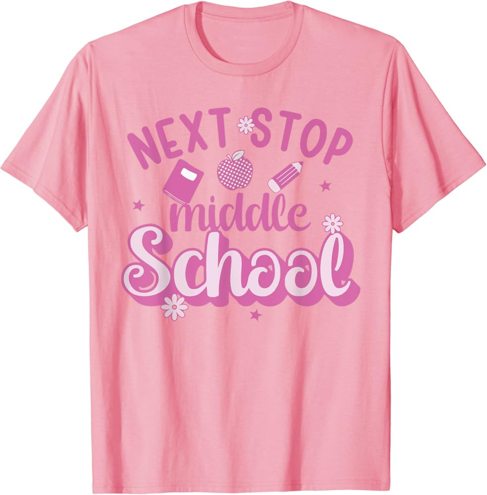 Next Stop Middle School Graduation Retro Style Pink Students T-Shirt | Amazon (US)