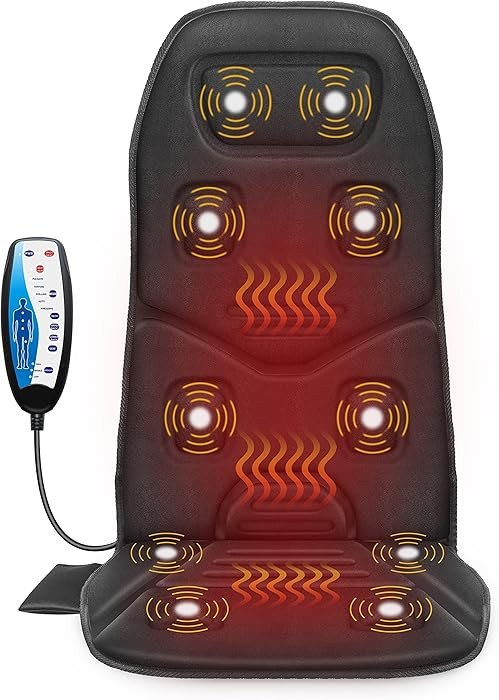 COMFIER Back Massager Seat Cushion with Heat,10 Vibration Motors, Massage Chair Pad,Chair Massage... | Amazon (US)