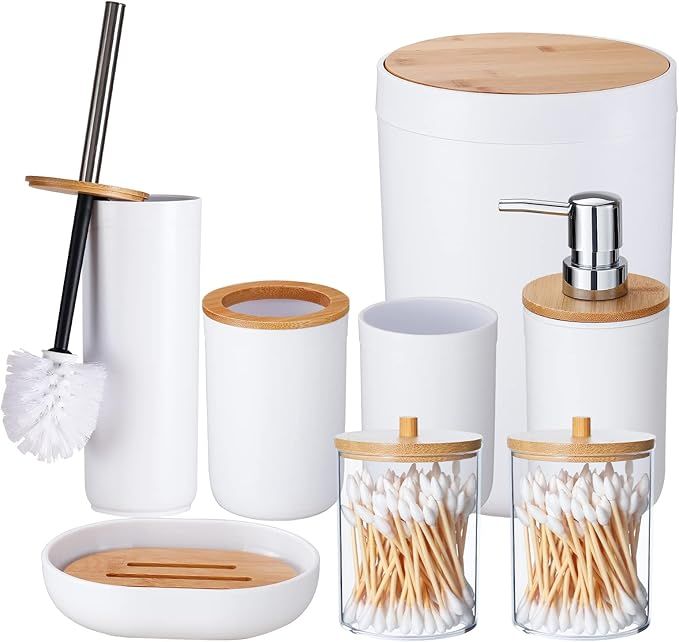 iMucci Bathroom Accessories Set - with Trash Can Toothbrush Holder Soap Dispenser Soap and Lotion... | Amazon (US)