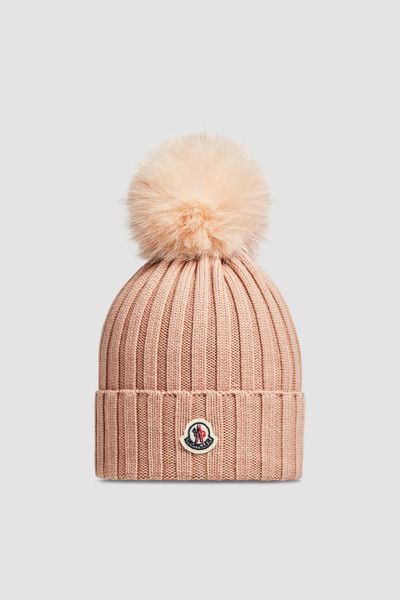 Light Pink Beanie with Pom Pom - Hats & Beanies for Women | Moncler US | Moncler