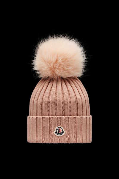 Light Pink Beanie with Pom Pom - Hats & Beanies for Women | Moncler US | Moncler