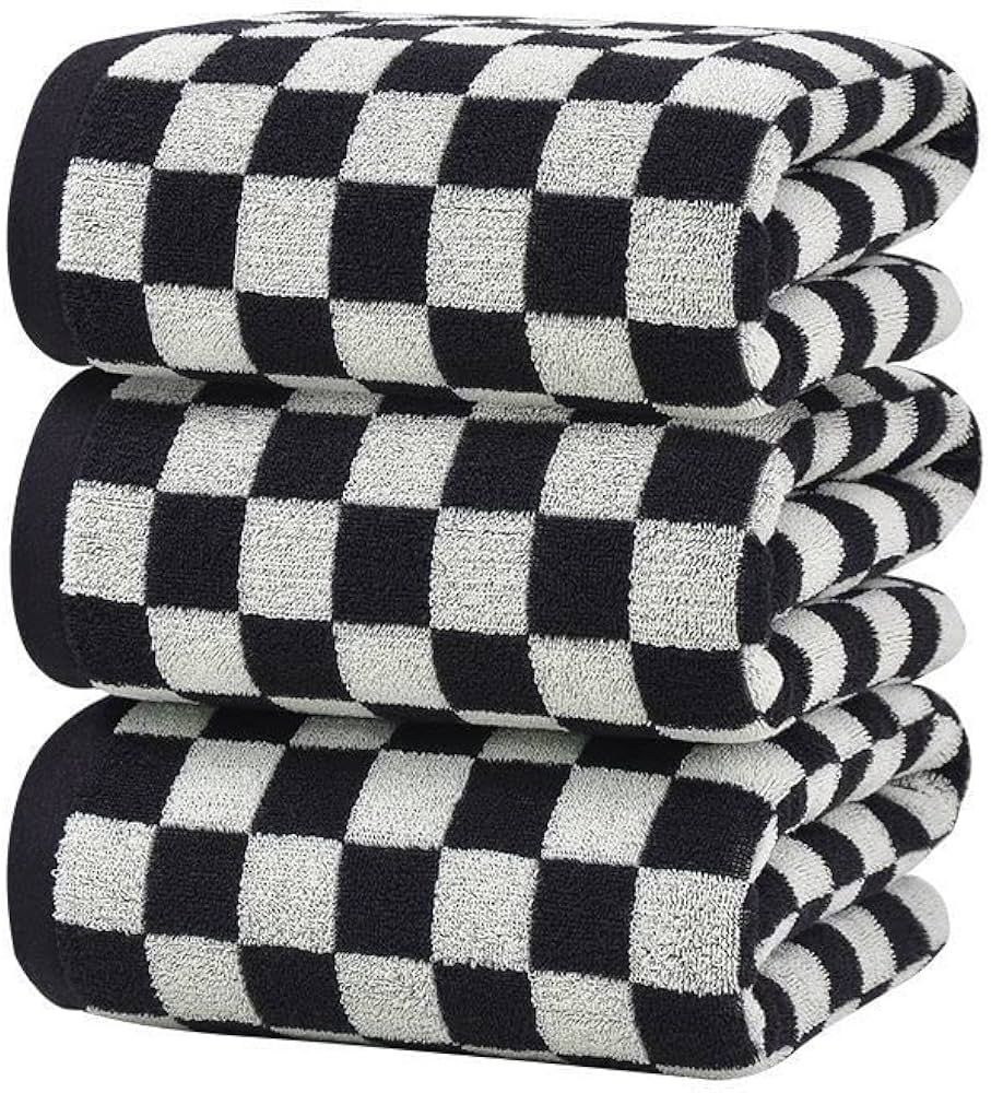 Indulge in Luxury with Checkered Bath Towels - 100% Cotton, Super Soft & Absorbent, Fade-Resistan... | Amazon (US)