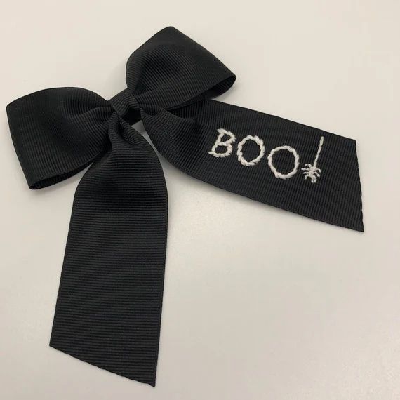 BOO Hand-embroidered Bow - Etsy | Etsy (US)