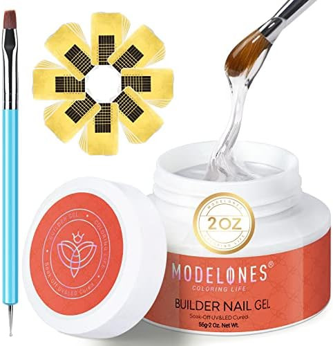 Modelones Builder Nail Gel - 2oz Clear Hard Gel for Nails, Nail Extension Gel Nail Kit Acrylic Ge... | Amazon (US)