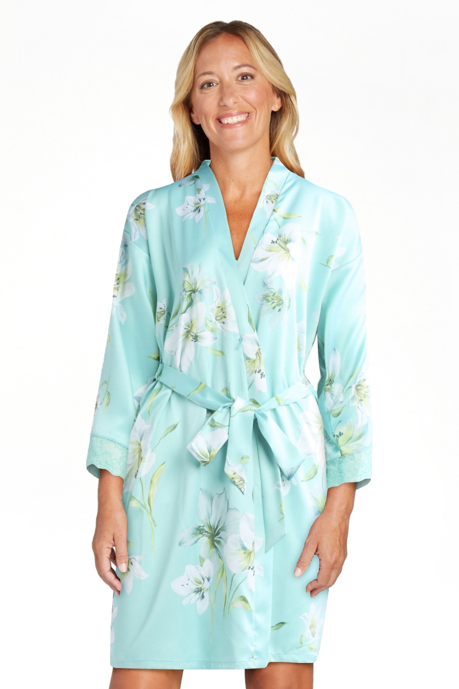 Joyspun Women’s Lace Trim Satin Robe, Sizes S-3X - Walmart.com | Walmart (US)