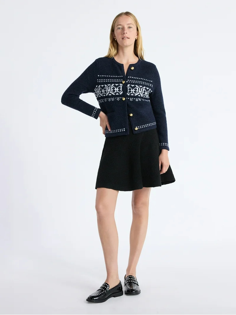 Free Assembly Women's and Women's Plus Fair Isle Cardigan with Welt Pockets, Midweight, Sizes XS-... | Walmart (US)