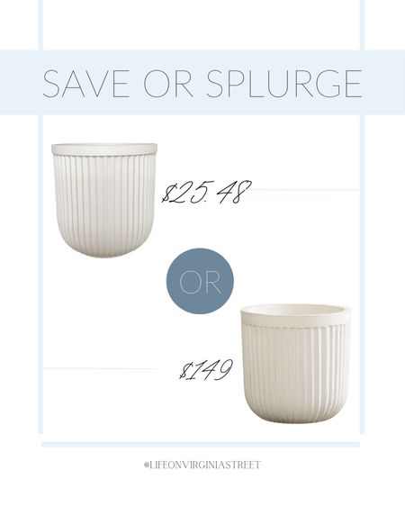 We’ve owned the splurge version of this fluted planter in the past, and I just ordered to of the save flower pots. It’s hard to believe they’re almost the same size and $125 difference in price! I’m guessing the sellout risk is high on this one!
.
#ltkhome #ltkseasonal #ltkunder50 #ltkunder100 #ltkstyletip #ltkfind outdoor decor, patio decor, planters 

#LTKunder50 #LTKhome #LTKSeasonal