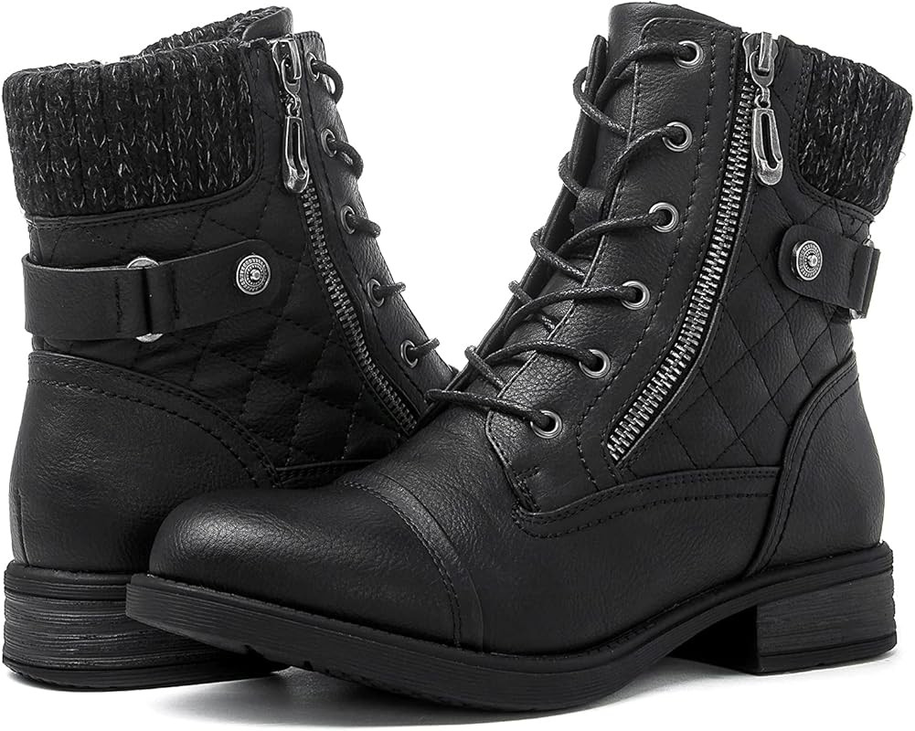 GLOBALWIN Women's Ankle Booties Fashion Combat Boots | Amazon (US)