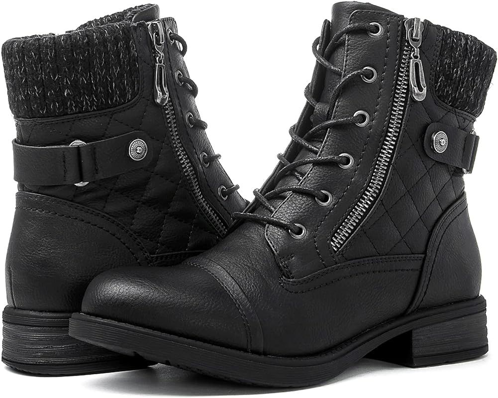 GLOBALWIN Women's Ankle Booties Fashion Combat Boots | Amazon (US)