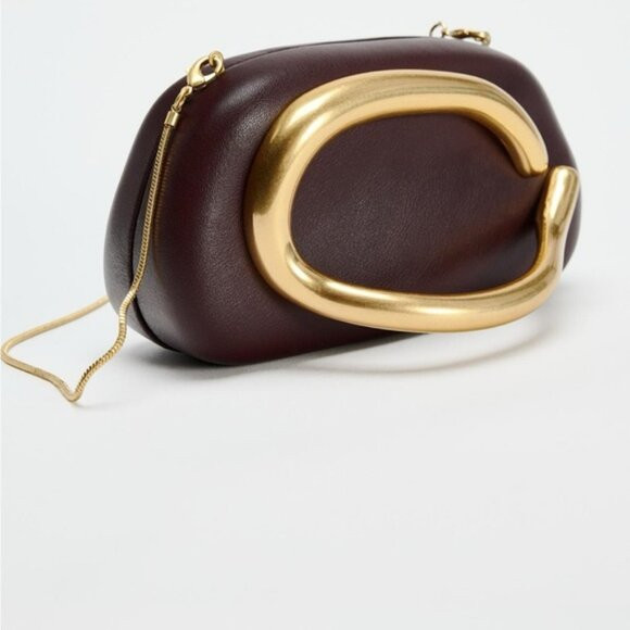 ZARA GOLD CLOSURE BOX CLUTCH | Poshmark