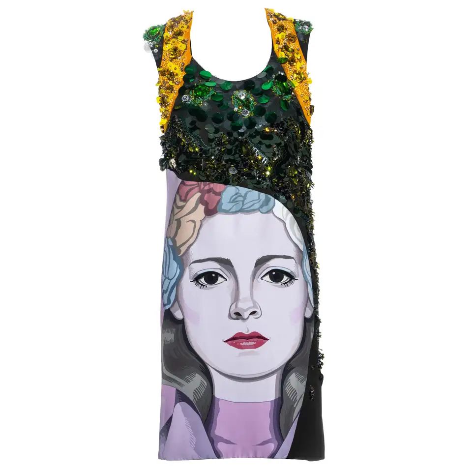 Prada multicoloured embellished artist shift dress ss 2014 | 1stDibs