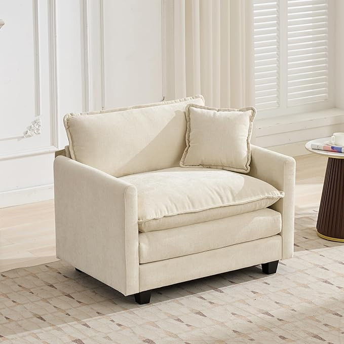 41.1" Oversized Single Cloud Sofa Couch, Beige Modern Large Sectional Couches for Living Room, Iv... | Amazon (US)