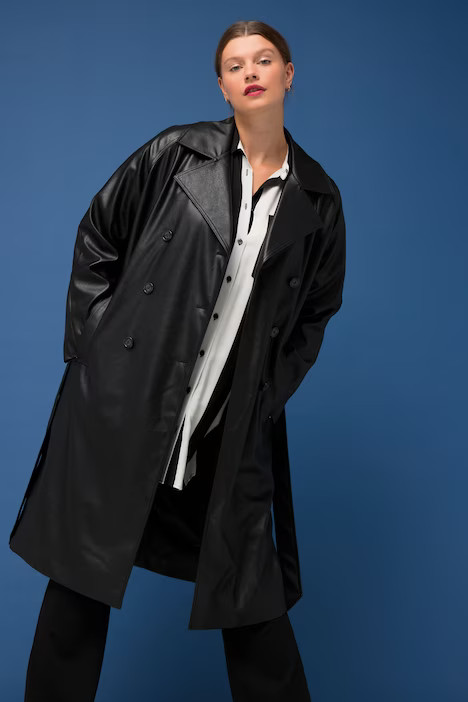 Faux Leather Trench Coat | Ulla Popken - US & CA