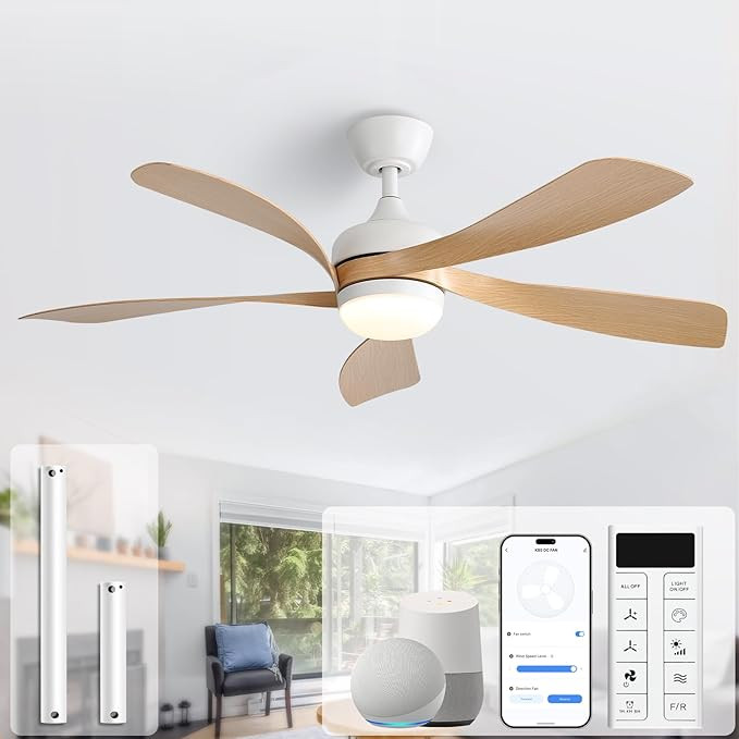 Sofucor 52" Smart Ceiling Fan, Indoor/Outdoor Ceiling Fans with Lights and Remote, Compatible wit... | Amazon (US)