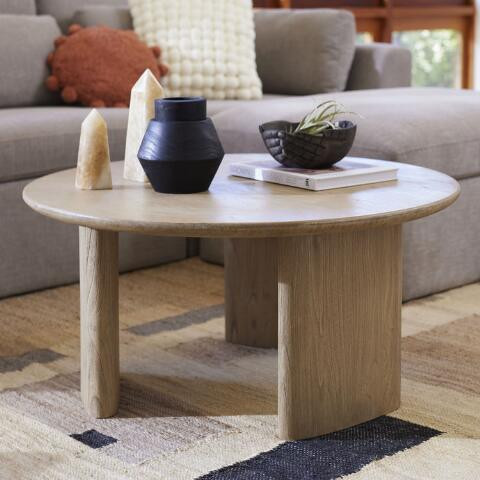 Zeke Round Brushed Oatmeal Coffee Table | World Market