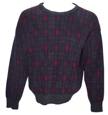 Vintage Sears Roebuck Mens Large Windowpane Wool Crew Neck Sweater Made in Italy | eBay US