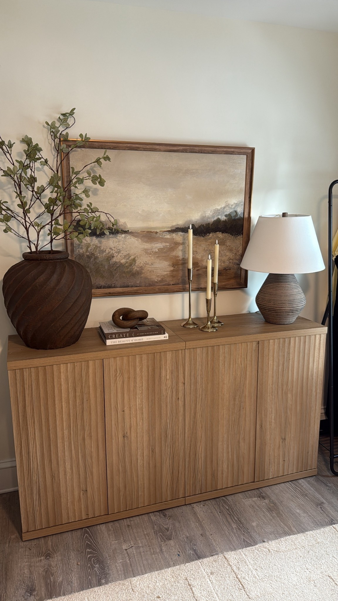 Console/Credenza styling!!

Art is from HomeGoods, as well as brown vase!

Console styling, home decor, natural decor, neutral decor, table styling, browns, nudes, table lamps, big vases, faux stems, candles, clothing storage, hidden storage, wayfair, wayfair finds.

#LTKStyleTip #LTKSeasonal #LTKHome