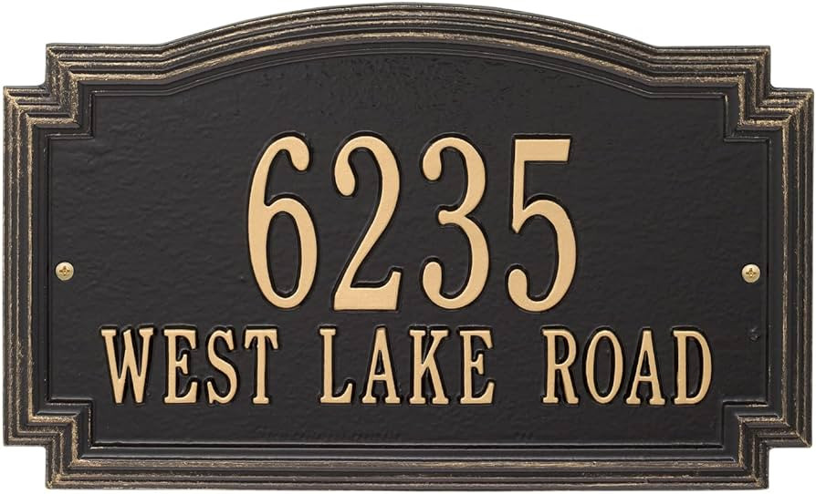 Whitehall Barcelos Personalized Cast Metal Address Plaque Custom House Number Sign - with Two Lin... | Amazon (US)