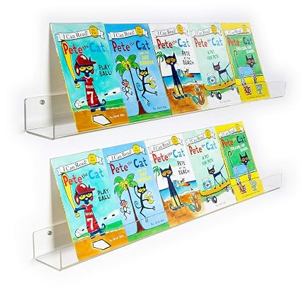 NIUBEE Kids Acrylic Floating Bookshelf 36 Inch,2 Pack,Clear Invisible Wall Bookshelves Ledge Book... | Amazon (US)