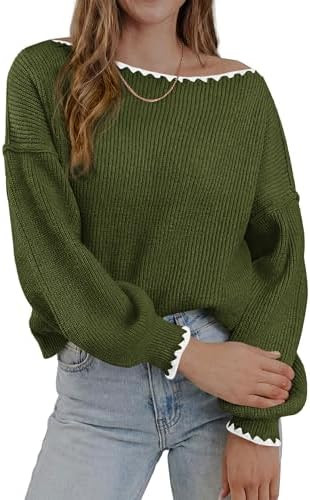 BTFBM Fall Sweaters for Women 2026 Casual Long Sleeve Oversized Sweater | Loose Fit Ribbed Knit P... | Amazon (US)