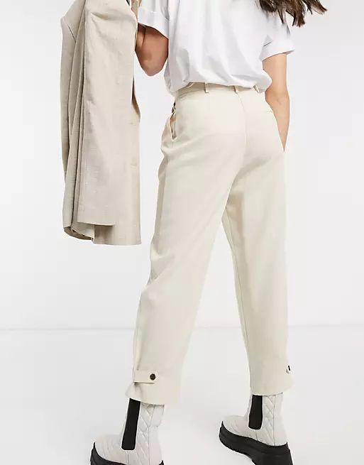 Topshop twill pants in cream | ASOS | ASOS (Global)