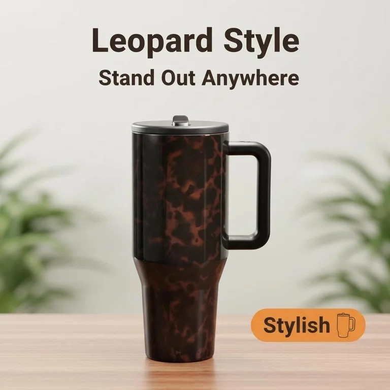 40oz Tortoise Shell Insulated Tumbler with Handle & Lid | Walmart (US)