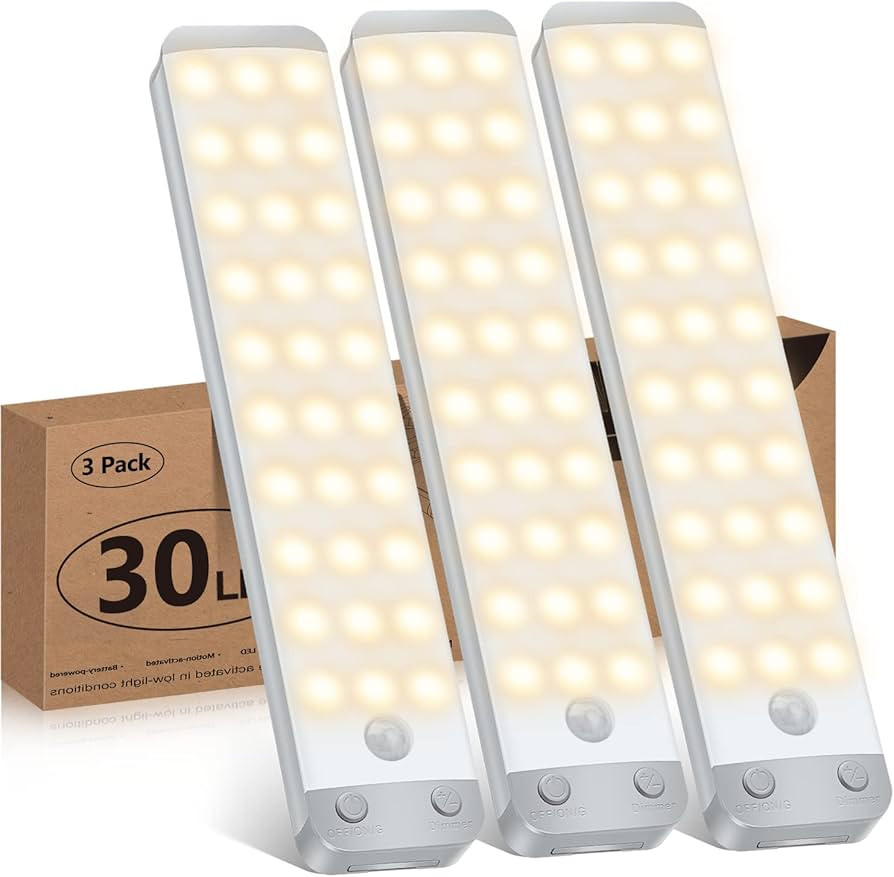 PRIORARE 30-LED Dimmer Under Cabinet Lights, Magnetic Motion Activated Light, Rechargeable Motion... | Amazon (US)