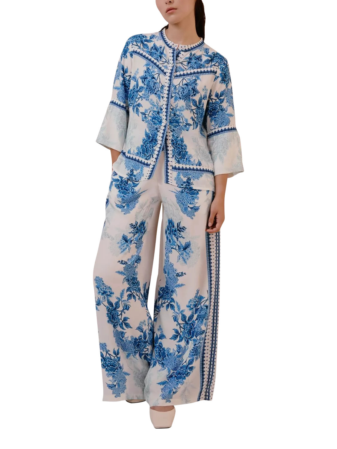 Raishma Myra Vintage Floral Trousers, White | John Lewis (UK)