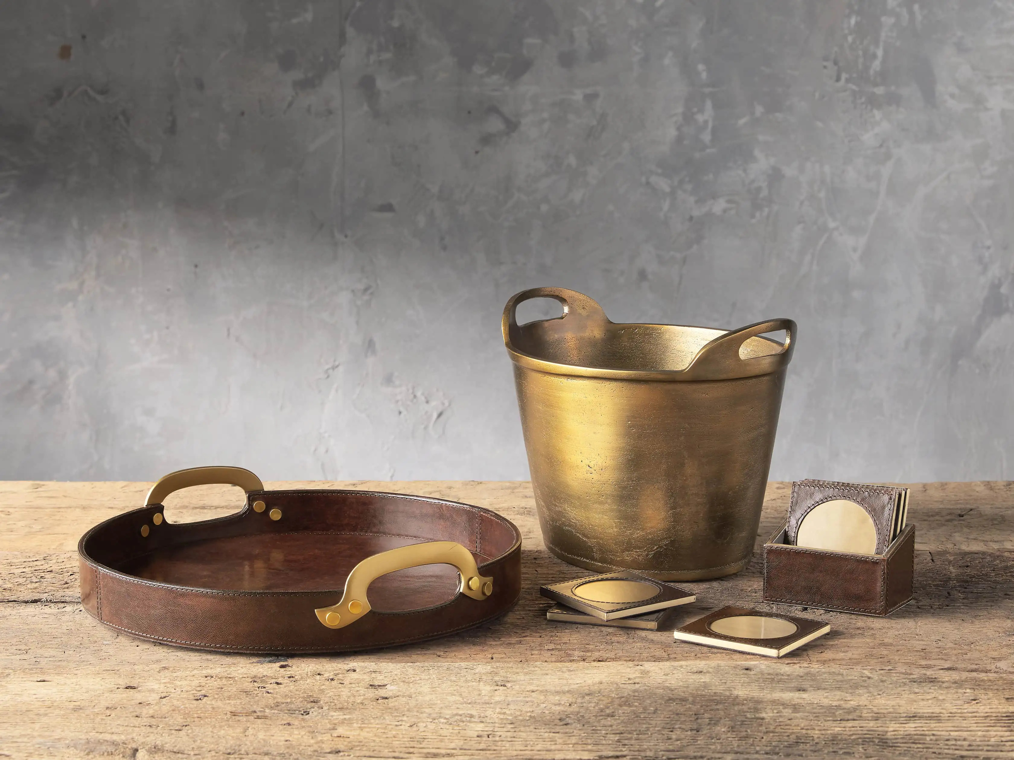 Andres Leather Round Tray | Arhaus