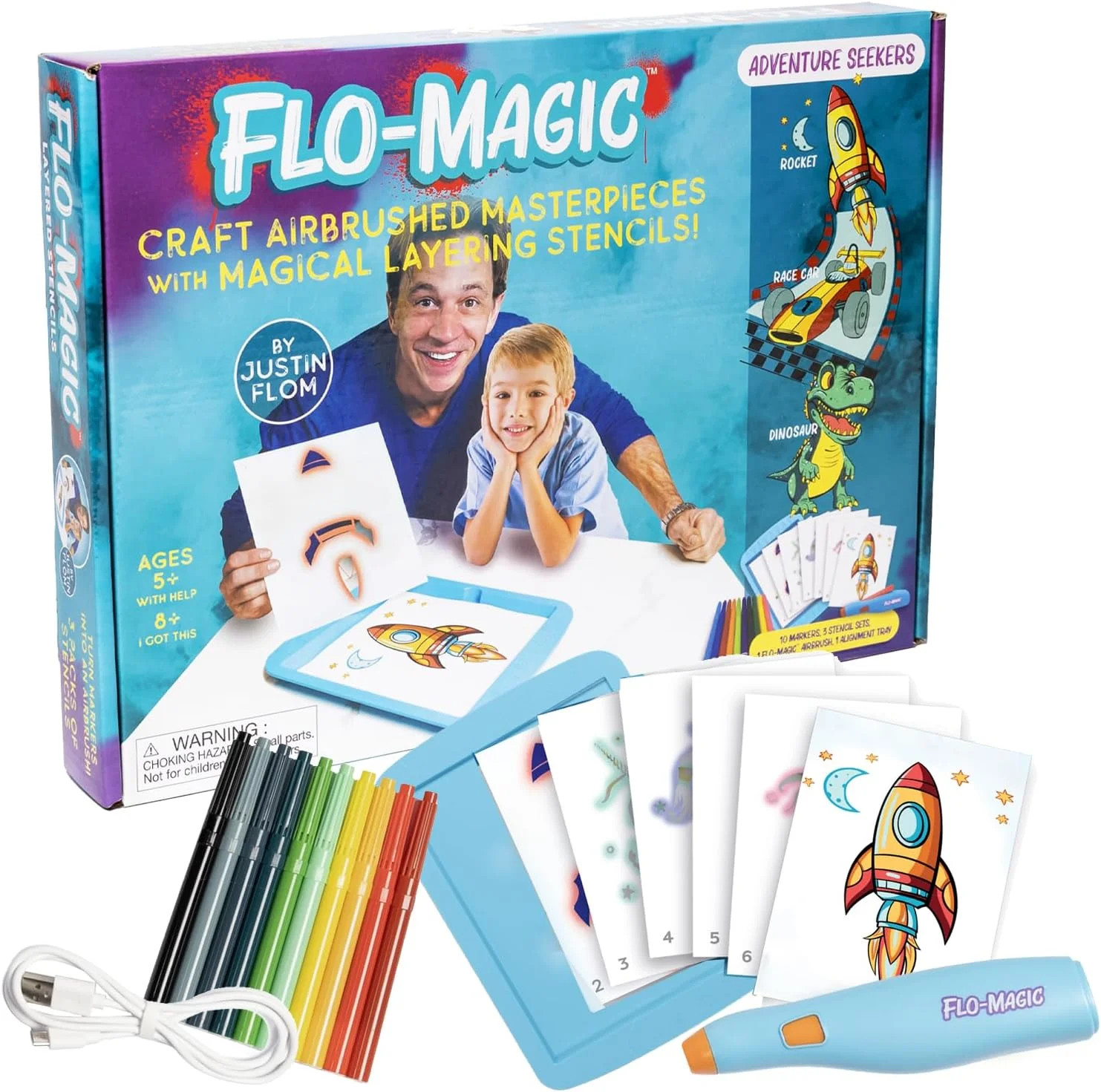 Flo-Magic, Craft Airburshed Masterpieces with Magical Layering Stencils, Adventure Seekers | Walmart (US)