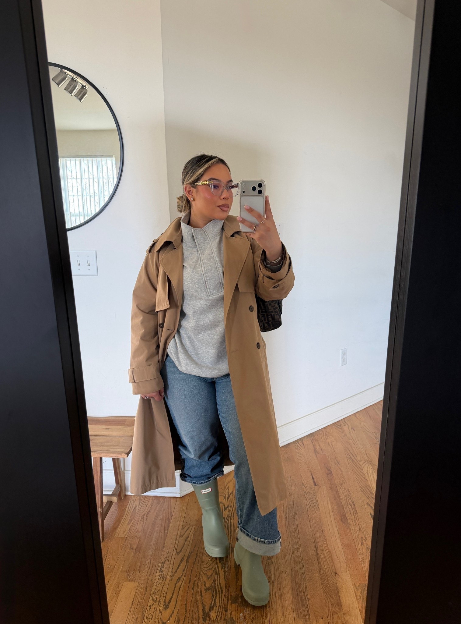 Rainy Day outfit ☔️👢 

Sweater: L
Trench: M 

#LTKSeasonal #LTKMidsize