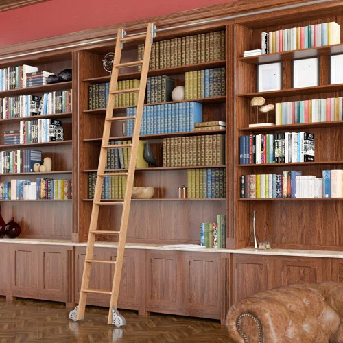 Walnut 10' 9 Step Rolling Ladder | Wayfair Professional