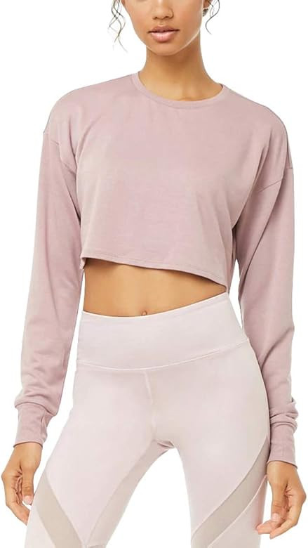 Women's Crop Tops Long Sleeve Workout Shirts Cute Athletic Yoga Shirts with Thumb Holes | Amazon (US)
