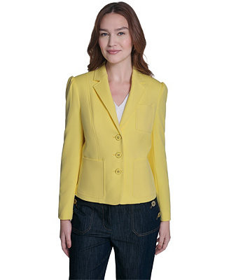 Women's Puff Sleeve Notch Collar Blazer | Macy's
