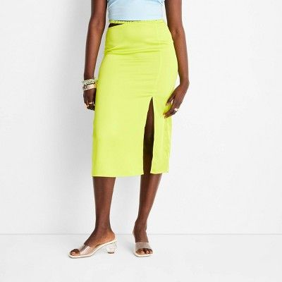 Women's Side Cut Out Midi Skirt - Future Collective™ with Alani Noelle Lemon Yellow | Target