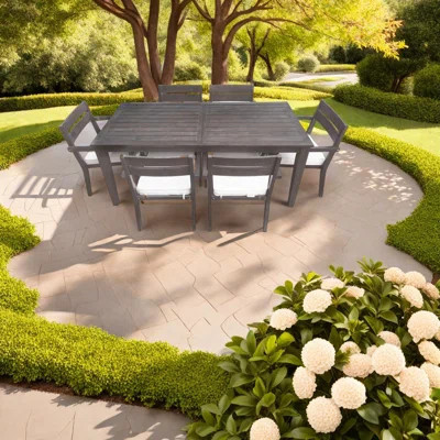 Spacious Modern Patio Dining Set, Acacia Wood 7-piece With Cushions | Wayfair North America