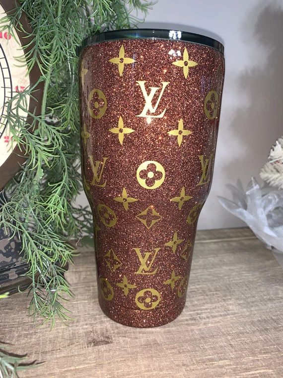 Louis Vuitton Inspired Tumbler, Glitter Tumbler, Personalized | Etsy (US)