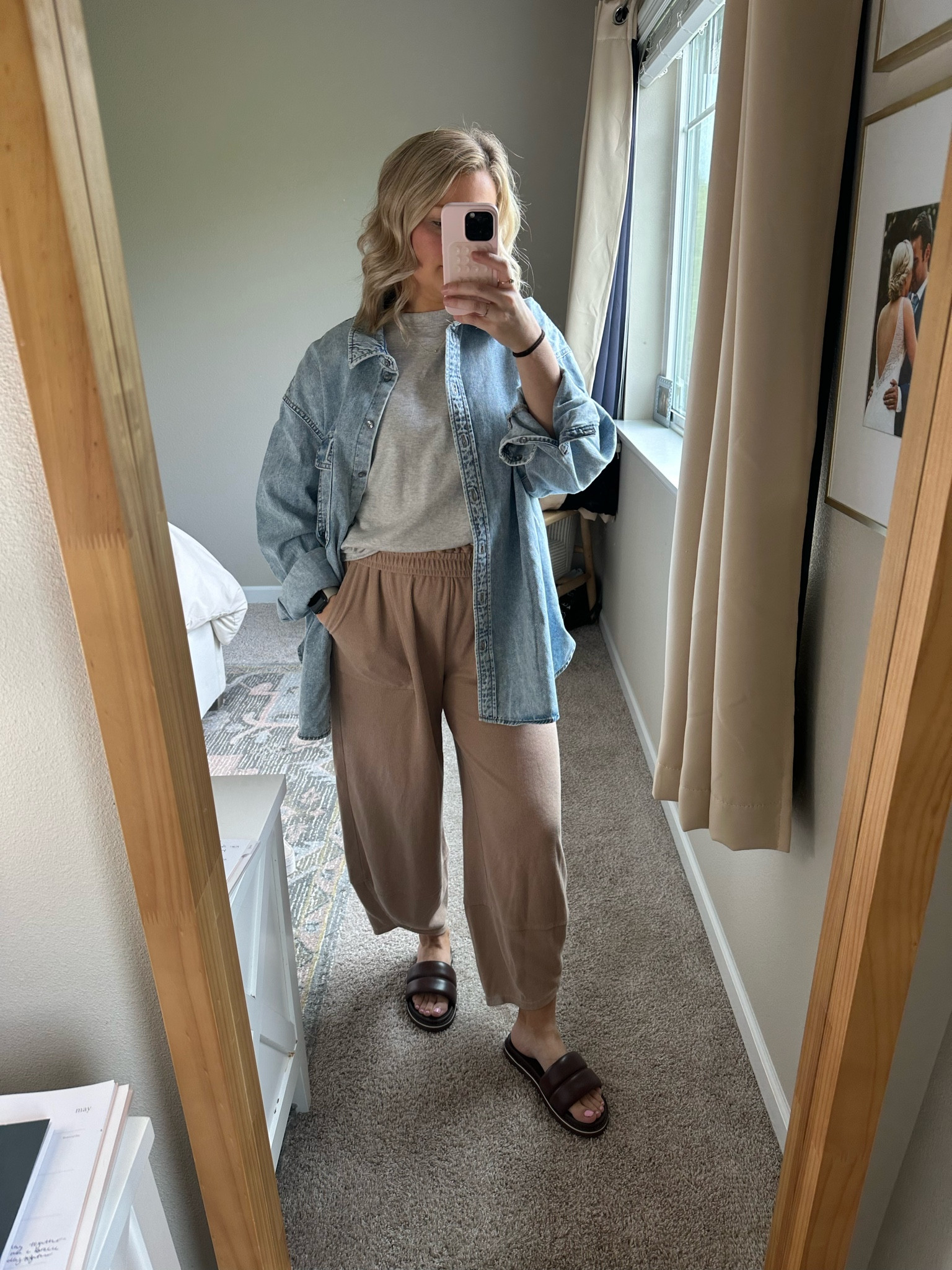 comfy mom outfit for bbq 

Sized up to a XXL in denim shirt 
Pants run tts 

#LTKFindsUnder100 #LTKSeasonal #LTKStyleTip