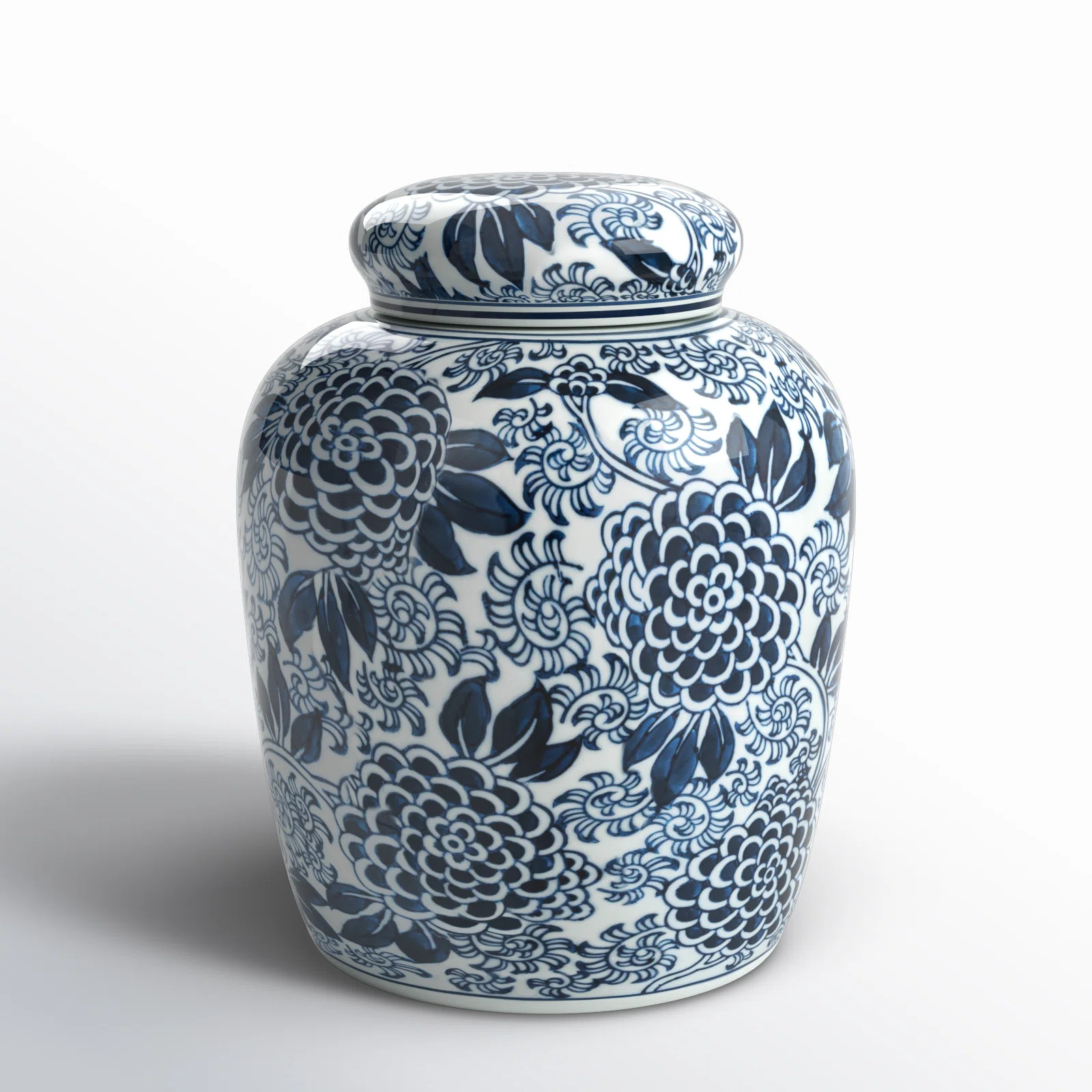 Chadwicks Decorative Chrysanthemum Ceramic Ginger Jar with Lid | Wayfair North America