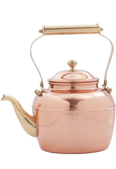 Copper Tea Kettle to serve as functional kitchen decor! I have had this one for years and just love the detail it brings to my kitchen 

#LTKunder100 #LTKSeasonal #LTKstyletip