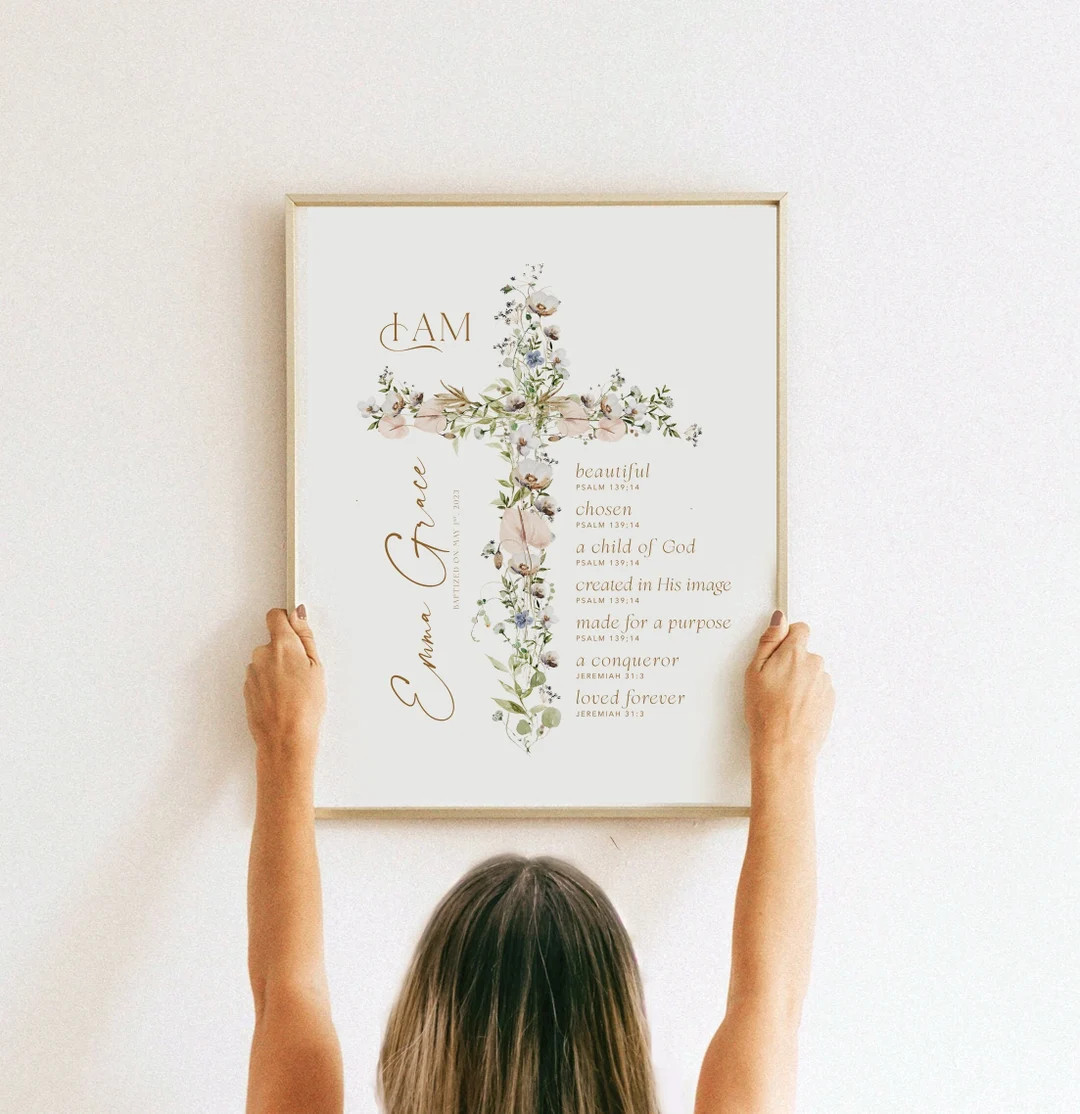 Baptism Gift Girl, Personalized PRINTABLE, Baby Girl Gift, Nursery Wall Art, Godchild Baptism Sig... | Etsy (US)