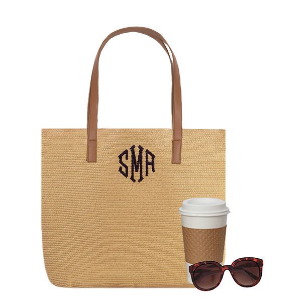 Monogrammed Straw Tote Bag | Marleylilly